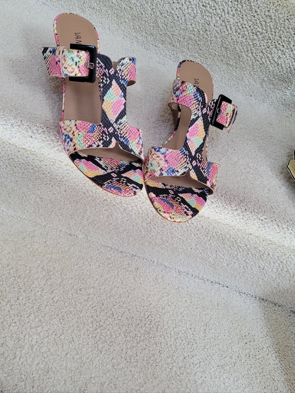 Vaneli Pastel Snake-Print Buckle Slide Sandals - Picture 6 of 6